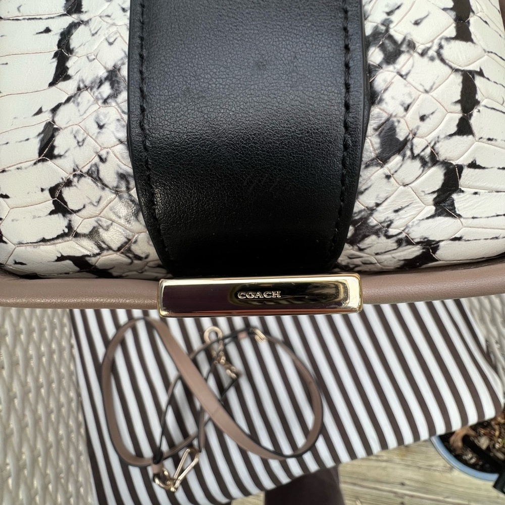 Coach Colorblock EXOTIC SWAGGER Satchel Python STONE Black White 36496 - Picture 13 of 16